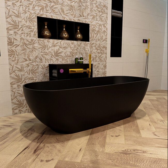 MONDIAZ ROCK Compact Vrijstaand Bad 170x70cm Matzwart