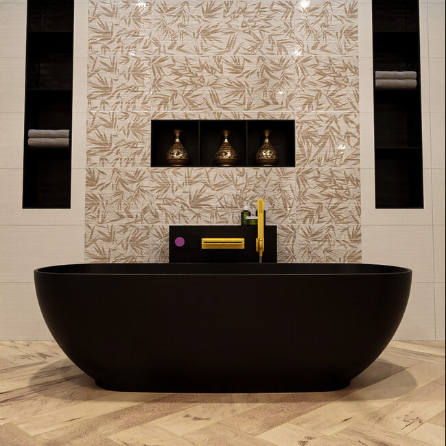 MONDIAZ ROCK Compact Vrijstaand Bad 170x70cm Matzwart