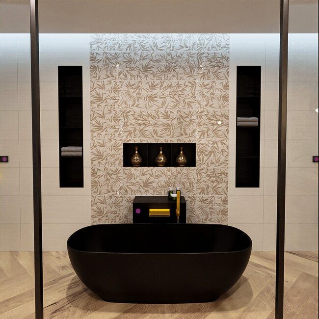 MONDIAZ ROCK Compact Vrijstaand Bad 170x70cm Matzwart