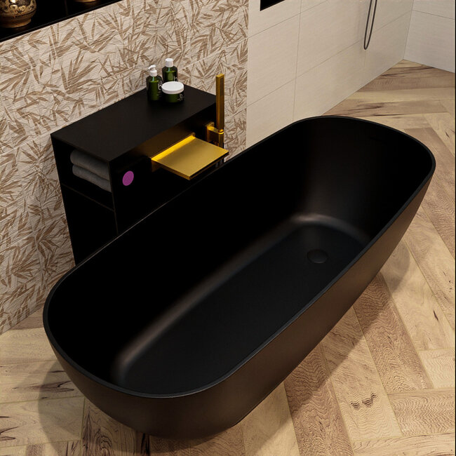 MONDIAZ ROCK Compact Vrijstaand Bad 170x70cm Matzwart