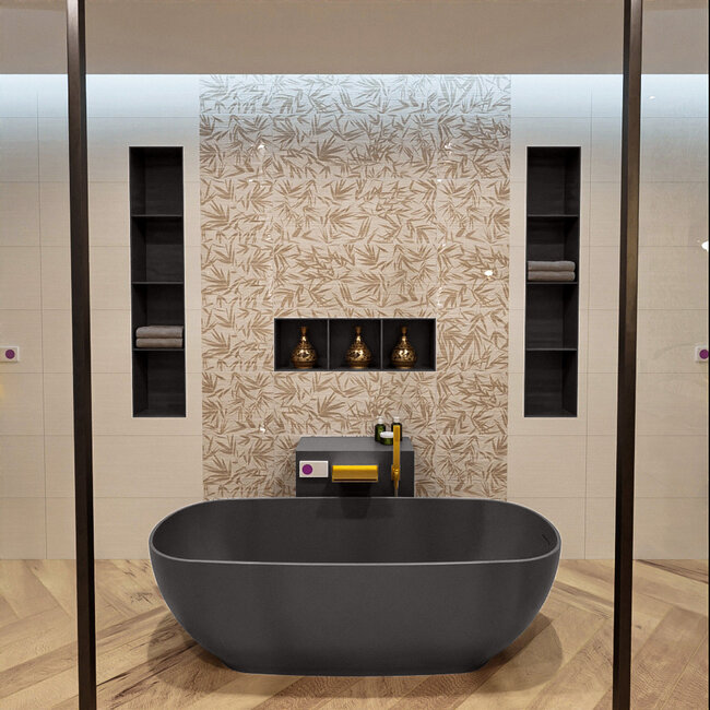 MONDIAZ  ROCK Vrijstaand Bad 170x70cm Antraciet – Compact Luxe Bad