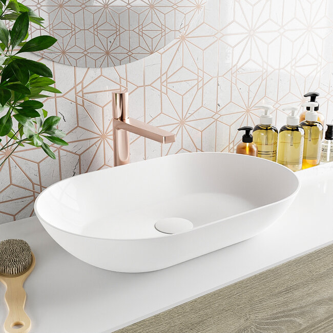 MONDIAZ ONNI Waskom ovaal 55 cm solid surface mat wit