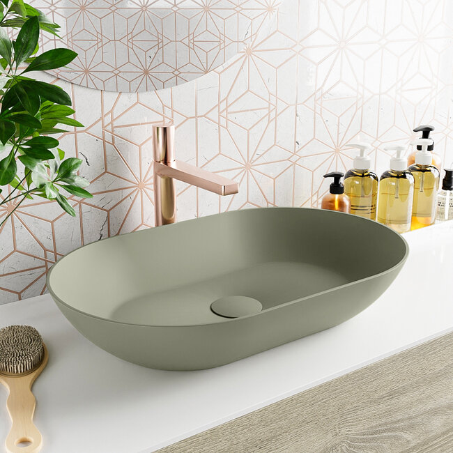 MONDIAZ ONNI Waskom ovaal solid surface 55cm kleur Army / groen