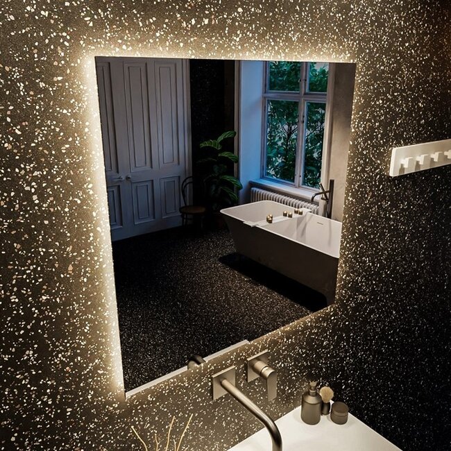 MONDIAZ BRIGHT badkamerspiegel met LED Verlichting - 70x60cm - Rechthoek