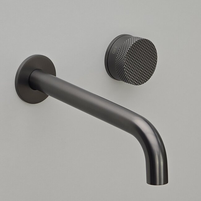 Como Mood 60 Plus Gun Metal Kraan wastafel, 21cm gebogen uitloop - inbouwkraan compleet