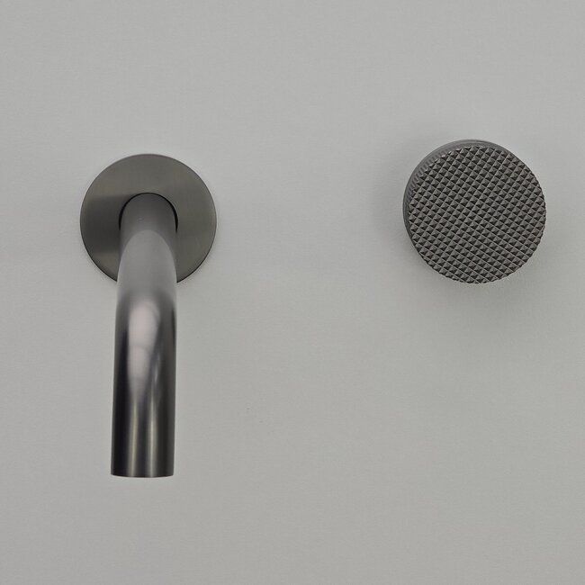 Como Mood 60 Plus Gun Metal Kraan wastafel, 21cm gebogen uitloop - inbouwkraan compleet