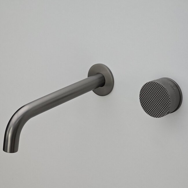 Como Mood 60 Plus Gun Metal Kraan wastafel, 21cm gebogen uitloop - inbouwkraan compleet