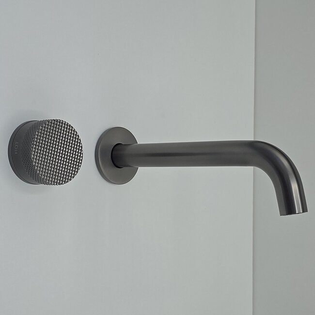 Como Mood 60 Plus Gun Metal Kraan wastafel, 21cm gebogen uitloop - inbouwkraan compleet