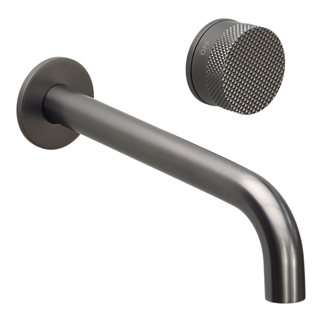 Como Mood 60 Plus Gun Metal Kraan wastafel, 21cm gebogen uitloop - inbouwkraan compleet