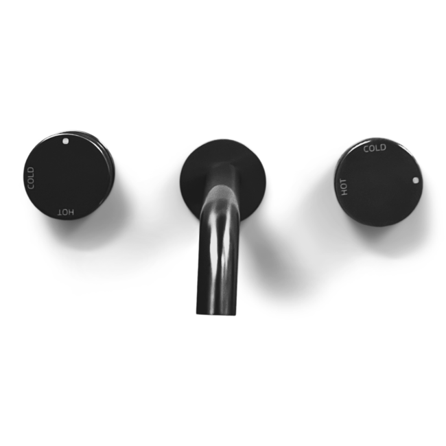 Como Zwarte wastafelkraan Mood 60- inbouw. 3 gats matzwart PVD. Afbouwdeel met inbouwbox