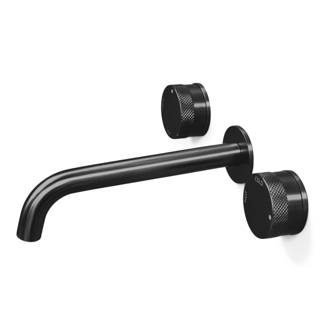 Como Inbouw wastafelkraan Mood 60 23 cm uitloop, 3 gats mat zwart PVD afbouwdeel met inbouwbox