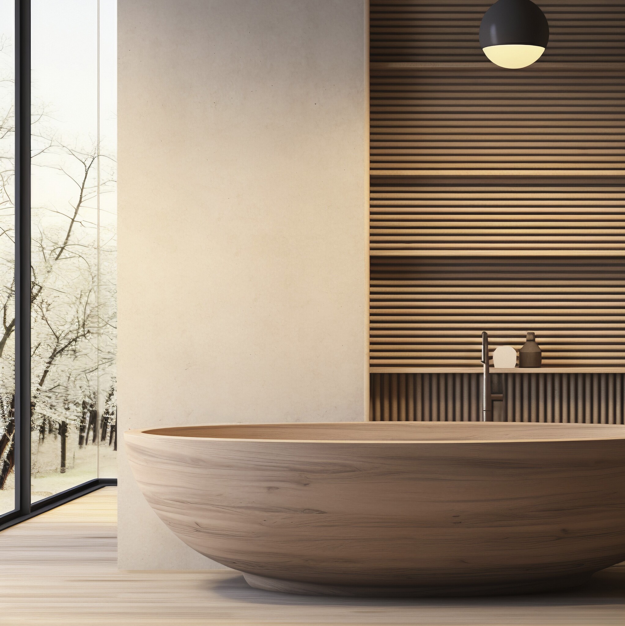 badkamer met houten tint