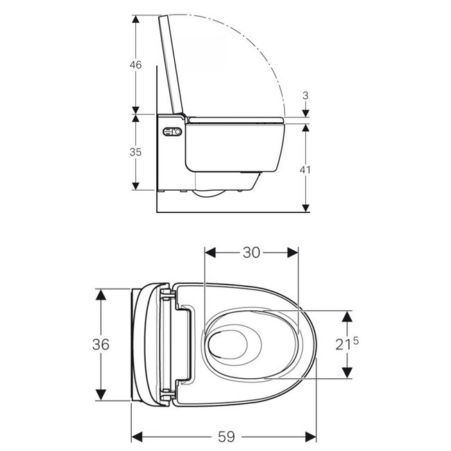 Geberit  AquaClean Mera Classic Douche-WC – Glans Wit – Met Geurafzuiging, föhn, Ladydouche