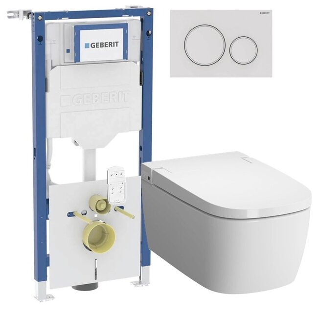 Vitra V-Care Comfrot 1.1 douche wc met Geberit UP320 & drukplaat Sigma 20 mat wit