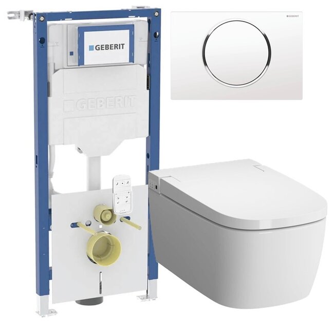 Vitra V-Care Comfrot 1.1 douche wc met Geberit UP320 & drukplaat Sigma 10 wit