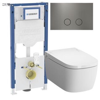 Vitra V Care douche-wc Geberit Up320 toiletset gun metal