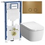 Vitra V-Care Comfrot 1.1 douche wc met Geberit UP320  inbouwreservoir en messing goud drukplaat