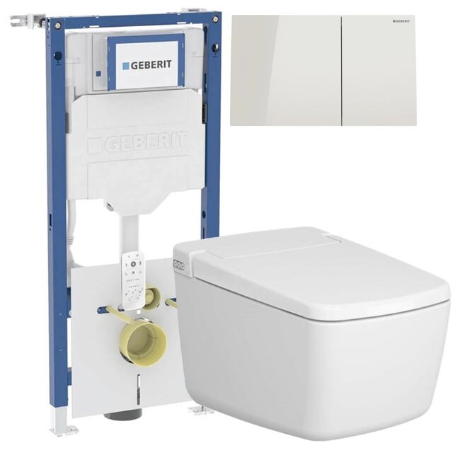 Vitra V-Care Japanse WC Prime met Geberit UP320 & drukplaat Sigma 70 zandgrijs