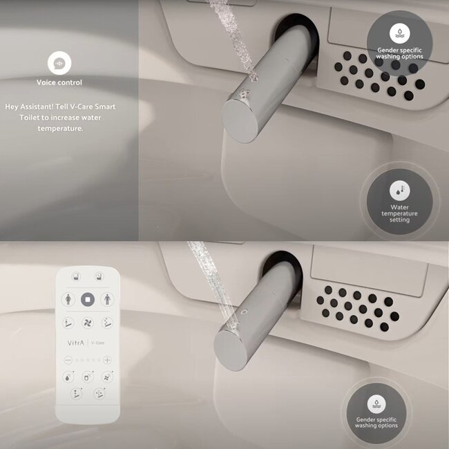 Vitra V Care Prime Japanse WC  met Geberit Up320 toiletset- Gun metal drukplaat