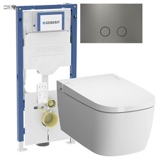 Vitra bidet wc  Essential met Geberit toiletset gun metal
