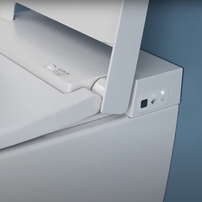 Vitra V care Essential Japanse wc met bidet & Geberit UP320  inbouwreservoir en rose koper drukplaat