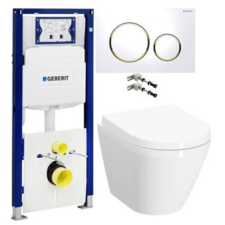 Geberit  UP320 met VitrA rimless toiletset-goud