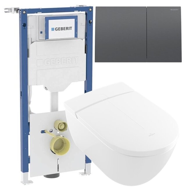 Villeroy & Boch ViClean-I 200 Douche-WC Set met Geberit UP320 en Sigma70 Gunmetal