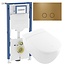Villeroy & Boch ViClean-I 200 Douche-WC Set met Geberit UP320 en Como Mood drukplaat- Messing goud