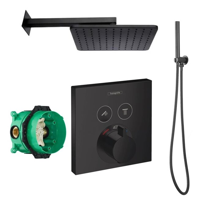 Hansgrohe Aanbieding: Complete Zwarte Regendouche met Thermostaatkraan – ShowerSelect
