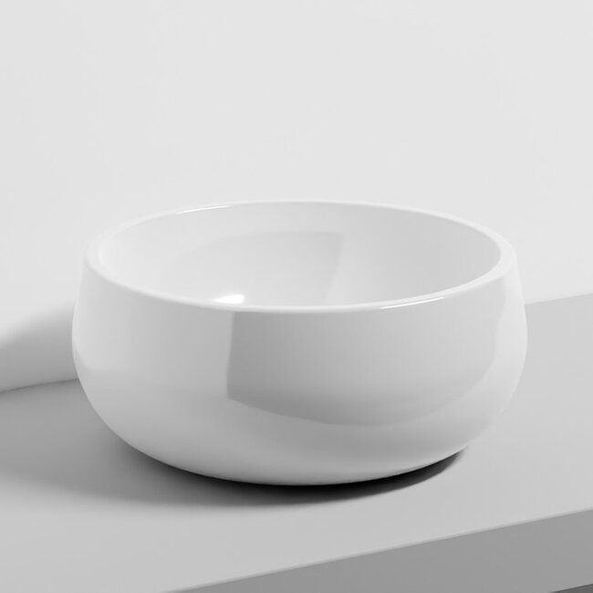 Tino Opzetwastafel Rond – Ø 43 x 19 cm – Wit Keramiek