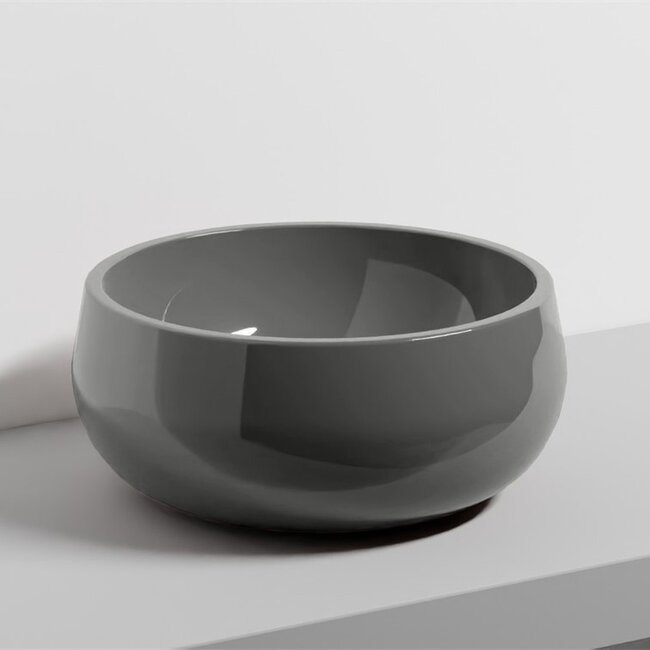Antraciet Opzetwastafel Rond – Ø 43 x 19 cm – Keramiek