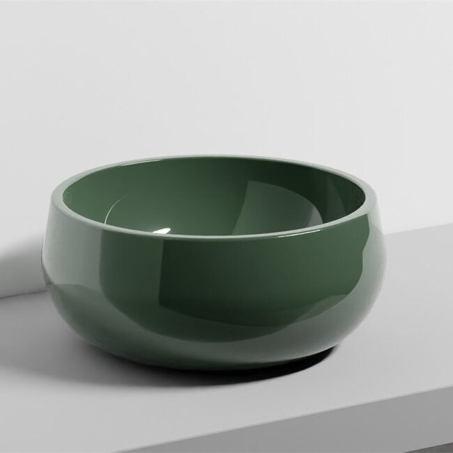 Opzetwastafel -Rond – Ø 43 x 19 cm – groen keramiek