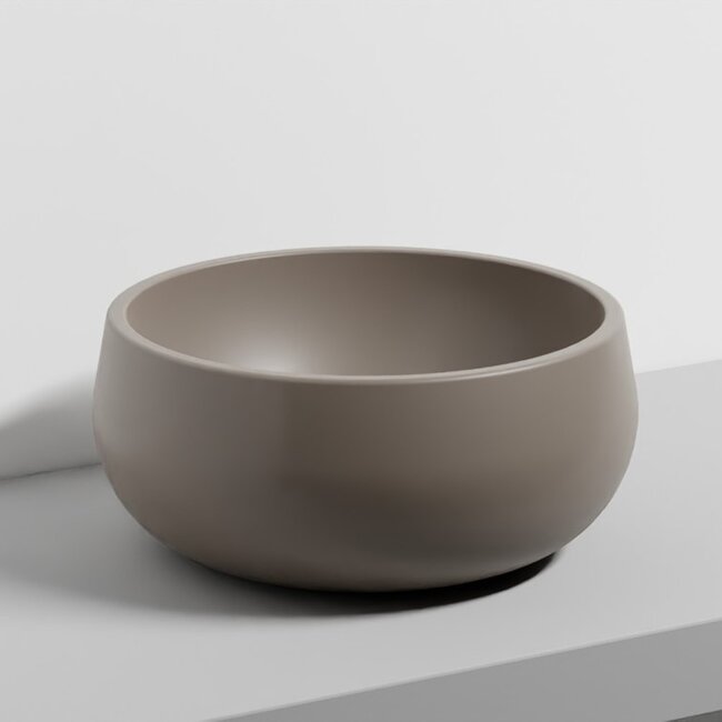 Tino Opzetwastafel Rond – Ø 43 x 19 cm – Mat licht bruin