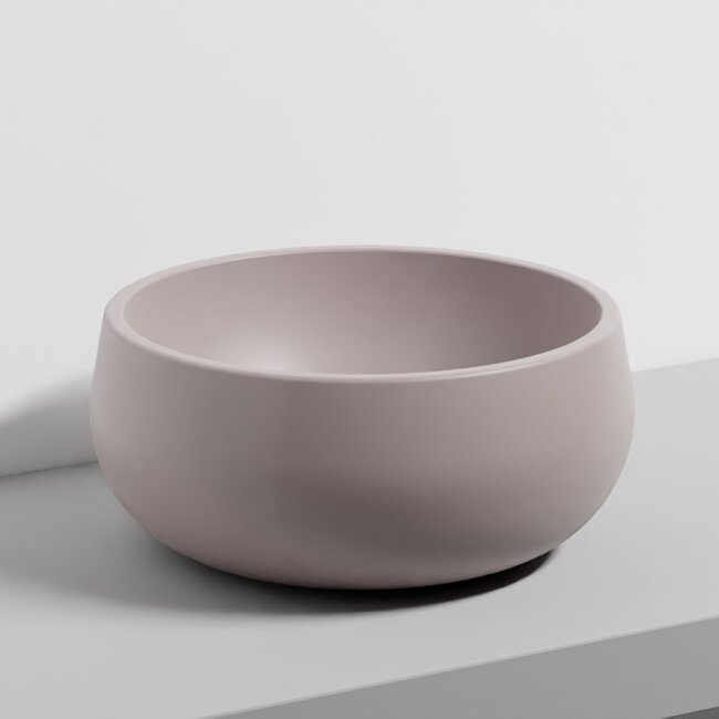 Tino Opzetwastafel Rond – Ø 43 x 19 cm – Mat taupe