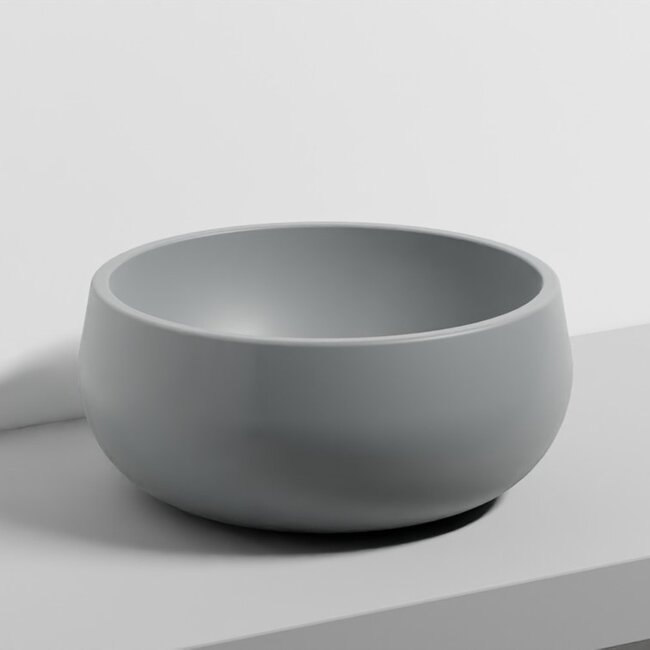 Tino Opzetwastafel Rond – Ø 43 x 19 cm – Mat grijs