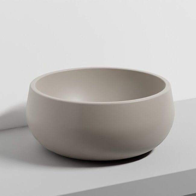 Tino Opzetwastafel Rond – Ø 43 x 19 cm – Mat beige