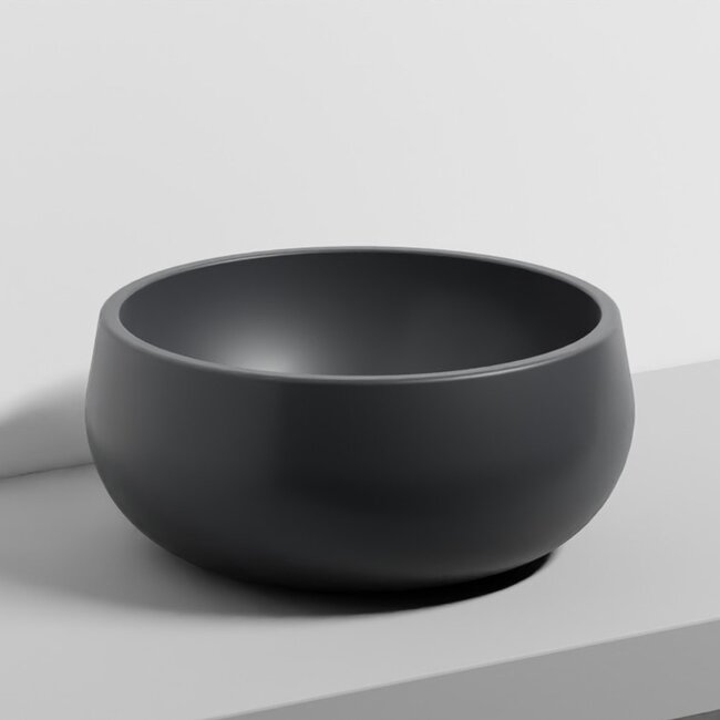 Tino Opzetwastafel Rond – Ø 43 x 19 cm – Mat -Keramiek -Zwart