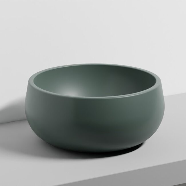 Tino Opzetwastafel Rond – Ø 43 x 19 cm – Mat -Keramiek - Groen