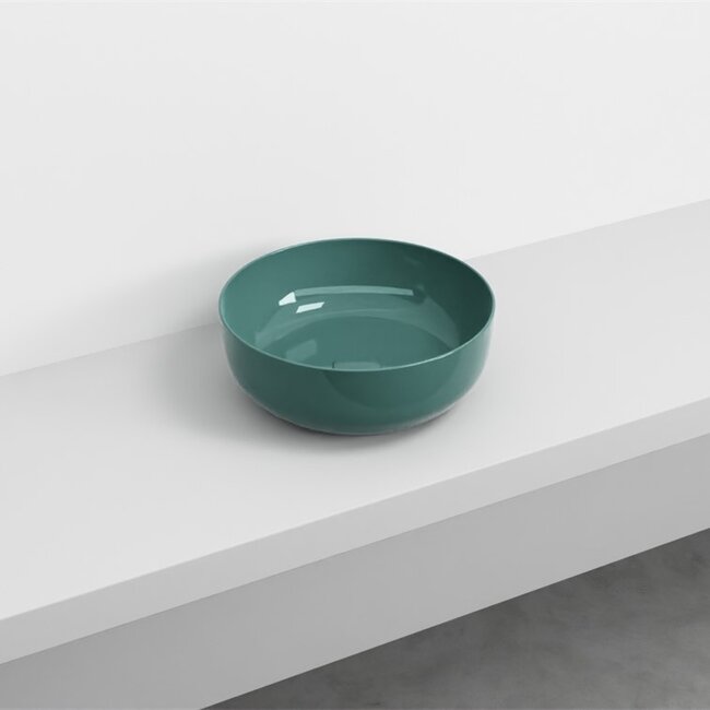 waskom keramiek Ø 40 x 15 cm -  hoogglans turquoise