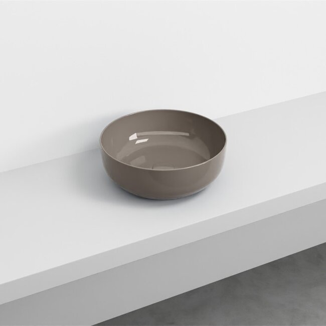 waskom keramiek Ø 40 x 15 cm -  hoogglans talpa bruin