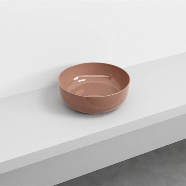 waskom keramiek Ø 40 x 15 cm -  hoogglans bruin