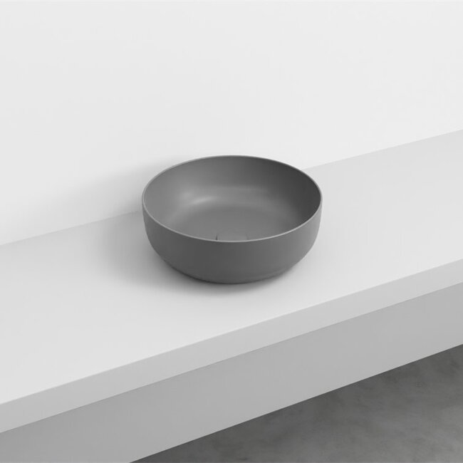 waskom keramiek Ø 40 x 15 cm -  mat antraciet