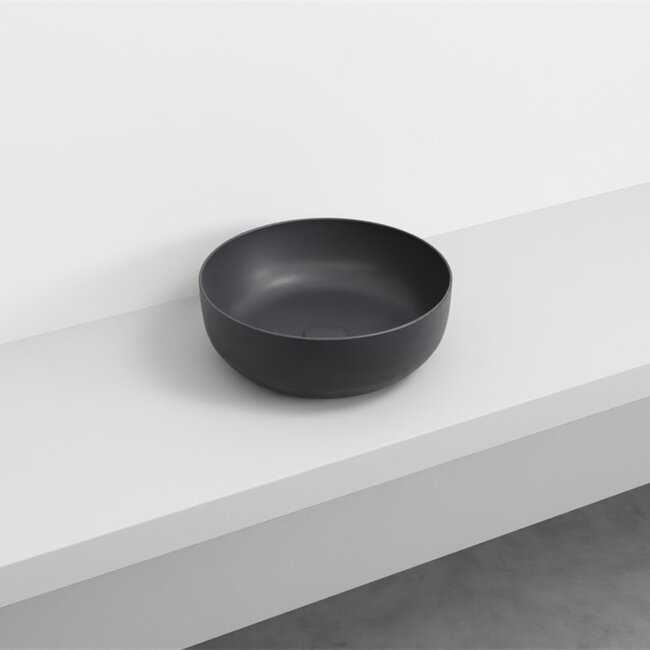 waskom keramiek Ø 40 x 15 cm -  mat zwart