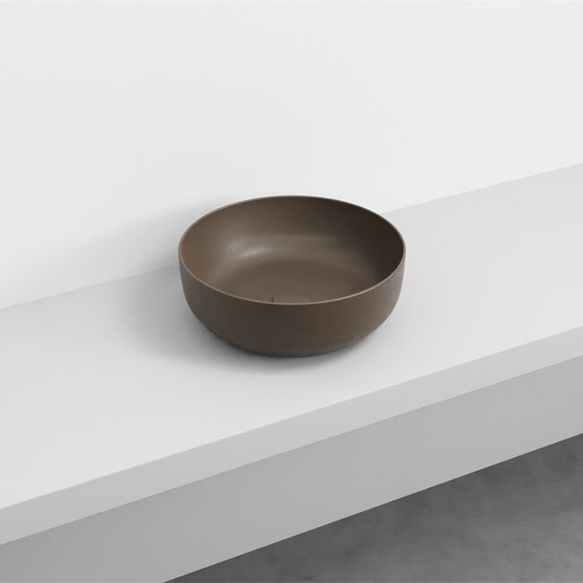 waskom keramiek Ø 40 x 15 cm -  mat  cacao bruin