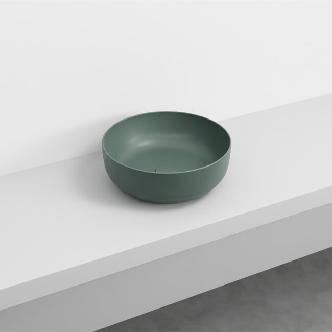 waskom keramiek Ø 40 x 15 cm -  mat  groen