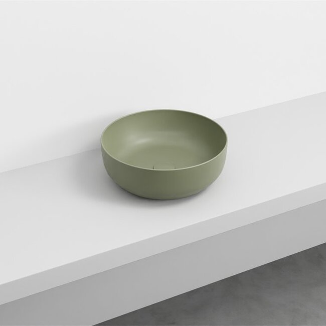 waskom keramiek Ø 40 x 15 cm -  mat  army groen