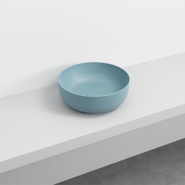 waskom keramiek Ø 40 x 15 cm -  mat  turquoise