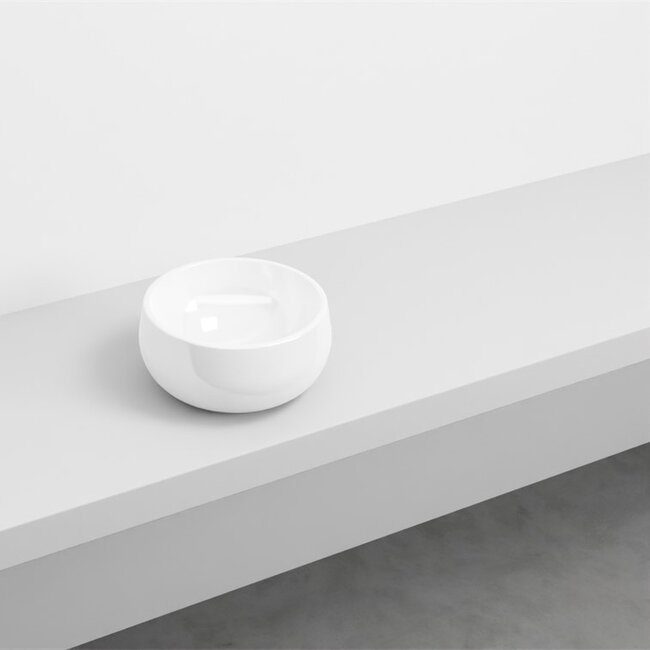 Mini waskom Ø 30 x 14,5cm glans wit Rond