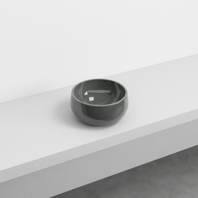 Mini waskom Ø 30 x 14,5cm glans antraciet Rond