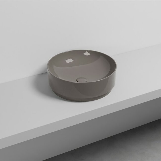 Waskom rond ø 45 x 15 cm - Hoogglans bruin